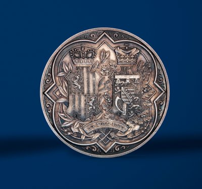 Medalla conmemorativa del matrimonio de la Princesa Beatriz y el Príncipe Enrique de Battenberg, 1885 (plata) de Allan Wyon